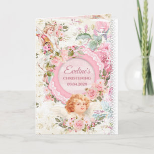 Trendig boho shabby chic änglar baptism inbjudan