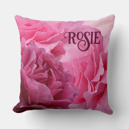 Trendig boho sött rosa ros namn Rosie-anpassade Kudde