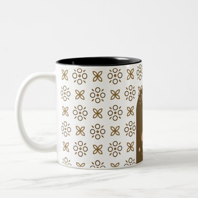 trendig boho stil färglös geometrisk mönster Två-Tonad mugg (Vänster)