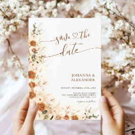 Trendig Boho Terracotta Blommigt QR-koden Bröllop Spara Datumet