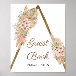 Trendig Boho Torkad Palm Pampasgräs Gästbok Poster
