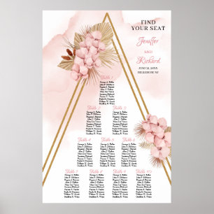 Trendig Boho Torkade Handflatan och blommor Guld Poster