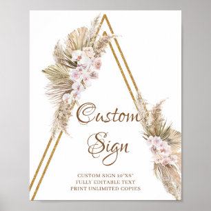 Trendig Boho Torkade Handflatan Pampas Grass Anpas Poster