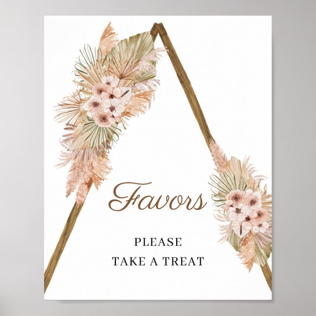Trendig Boho torkade Handflatan Pampas Grass-favor Poster (Framsidan)
