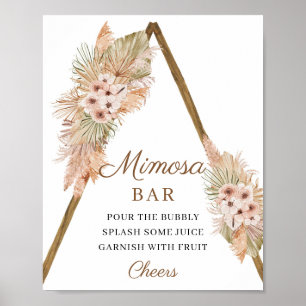 Trendig Boho Torkade Handflatan Pampas Grass Mimos Poster
