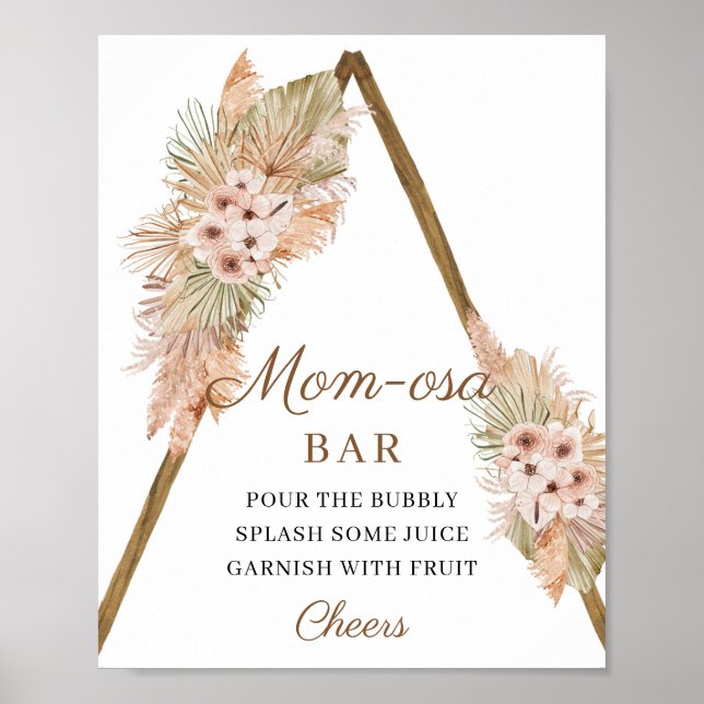 Trendig Boho Torkade Handflatan Pampas Grass Momos Poster (Framsidan)