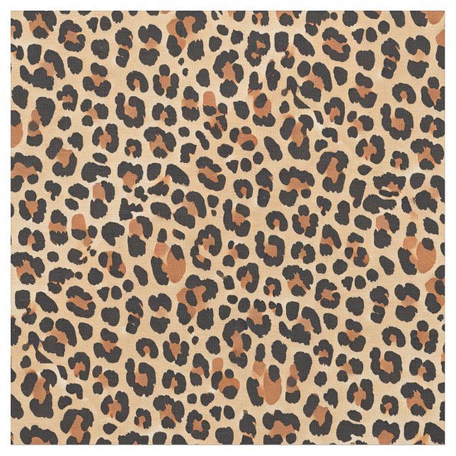 Trendig Bold Brown och Beige Leopard Skriv ut Möns Tyg (Närbild)