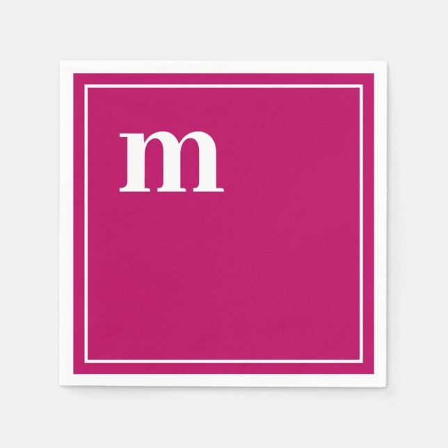 Trendig Bold Lower Fodral Monogram Magenta Pappersservett (Framsidan)