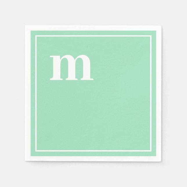 Trendig Bold Lower Fodral Monogram Seafoam Grönt Pappersservett (Framsidan)