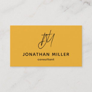 Trendig Bold Mustard Gult Monogram Visitkort
