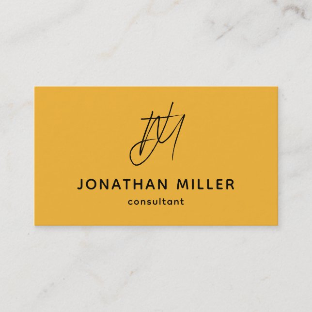 Trendig Bold Mustard Gult Monogram Visitkort (Framsida)