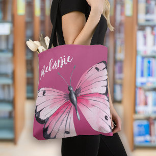 Trendig Bold Rosa Butterfly Tygkasse