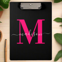 Trendig Bold Shock rosa & Black Monogram Girly