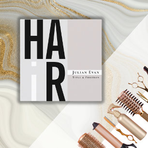 Trendig Bold Typography Beige Hair Dresser Fyrkantigt Visitkort