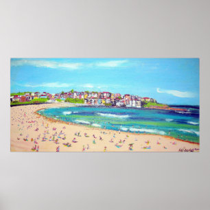 Trendig Bondi-Abstrakt, konsmålning av strandväg Poster