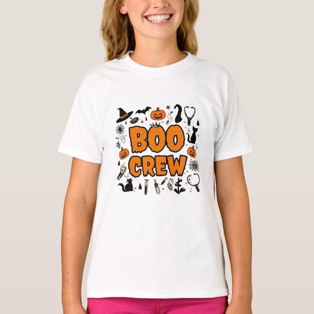Trendig Boo Crew Girls Halloween T-Shirt 👻 Cute (Framsida)