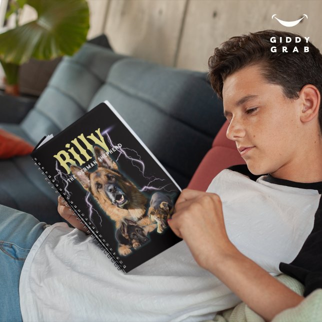 Trendig Bootleg Personlig Hund Photo 90s Anteckningsbok (Skapare uppladdad)