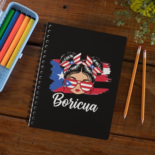 Trendig Boricua Girl Puerto Rico Flagga Anteckningsbok (Trendy Boricua Girl Puerto Rico Flag Notebook)