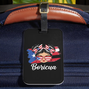 Trendig Boricua Girl Puerto Rico Flagga Bagagebricka