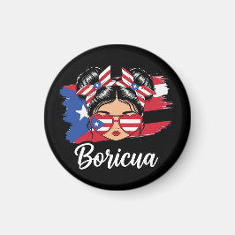 Trendig Boricua Girl Puerto Rico Flagga Magnet