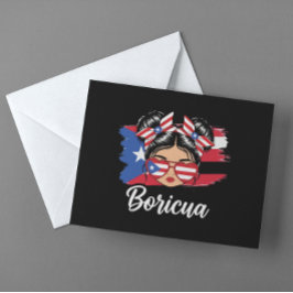 Trendig Boricua Girl Puerto Rico Flagga Vykort