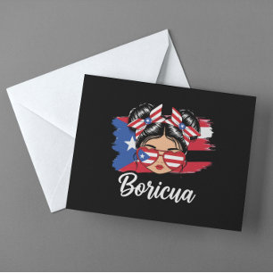 Trendig Boricua Girl Puerto Rico Flagga Vykort