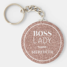 Trendig Boss Lady Rosa Guld Glitter Personlig Nyckelring
