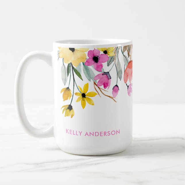 Trendig botanisk blommönster chic kaffemugg (Vänster)