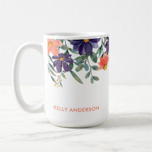 Trendig botanisk lövverksmönster med monogram deka kaffemugg