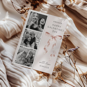 Trendig Bow 3 Foto Galentines Dag Kort