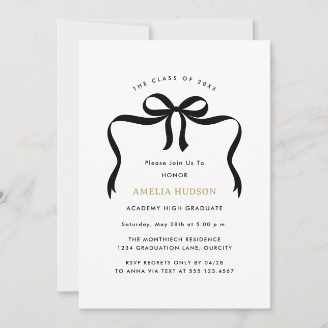 Trendig Bow Ribbon Student Photo Studentfest Inbjudningar (Framsida)