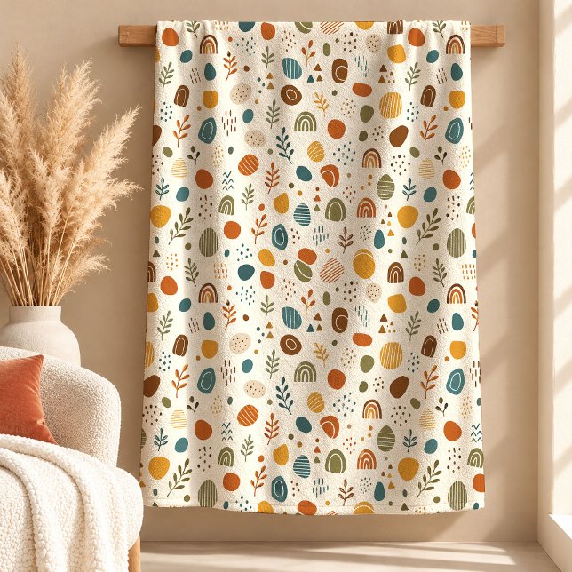 Trendig bränd orange senap regnbåge filt konst (Trendy Burnt Orange Mustard Rainbow Blanket Art)