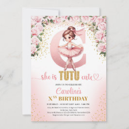 Trendig brev C-monogram ballerina-flickfödelsedag Inbjudningar