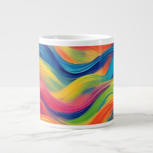Trendig Bright Blue gult Abstrakt Mönster Jumbo Mugg