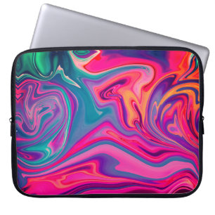 Trendig Bright Blue Rosa Grönt Abstrakt Mönster Laptop Fodral