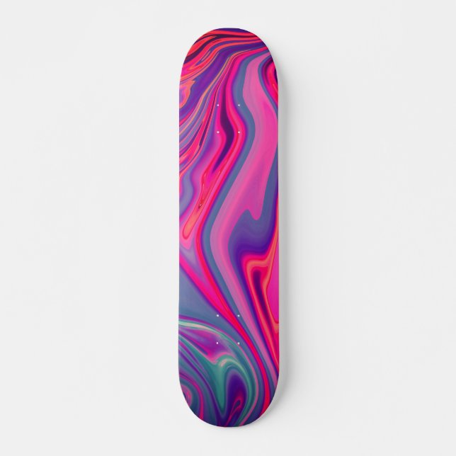 Trendig Bright Blue Rosa Grönt Abstrakt Mönster Mini Skateboard Bräda 18,5 Cm (Framsida)