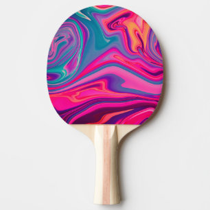 Trendig Bright Blue Rosa Grönt Abstrakt Mönster Pingisracket