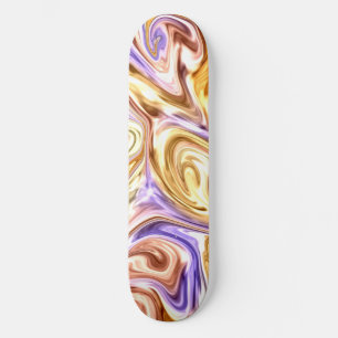 Trendig Bright Guld Lila Vågar Abstrakt Mönster Mini Skateboard Bräda 18,5 Cm