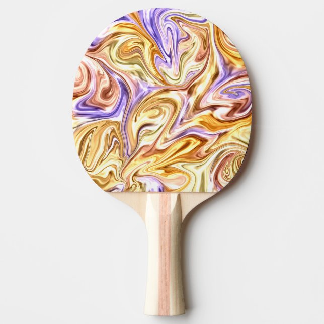 Trendig Bright Guld Lila Vågar Abstrakt Mönster Pingisracket (Framsidan)