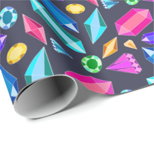 Trendig Bright Rainbow Gems Jewels Presentpapper