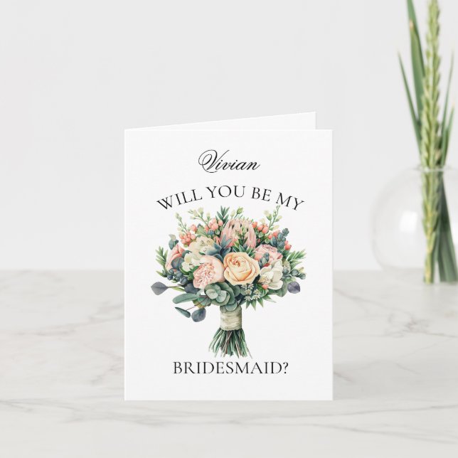 Trendig Bröllop Bouquet Bridesmaid Frieri Inbjudan (Framsida)
