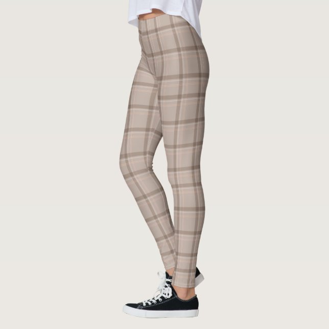 Trendig Brown Beige Play Tartan Checked Leggings (Vänster)