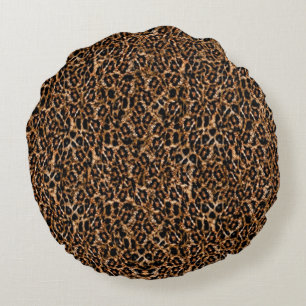 Trendig Brown Exotic Päls Mönster Leopard Skriv Rund Kudde
