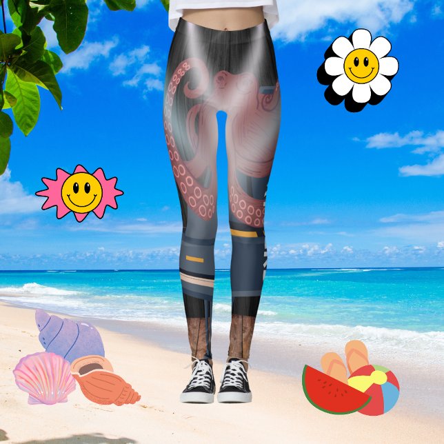 Trendig Brown Octopus Tentacles Gym Exercise Women Leggings (Skapare uppladdad)
