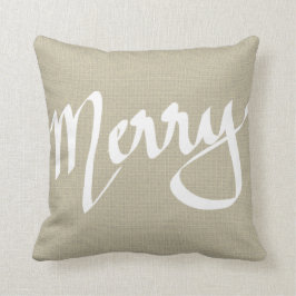 Trendig Brun Jute Glad Typografi Jul Kudde