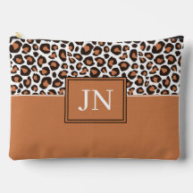 Trendig Brun Leopardsmink med Initialer