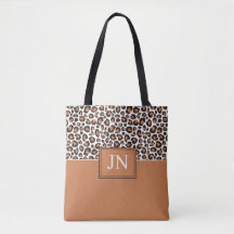 Trendig Brun Leopardsmink med Initialer