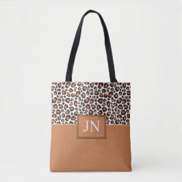 Trendig Brun Leopardsmink med Initialer Tygkasse