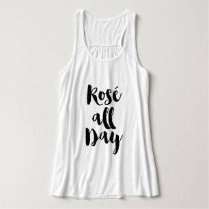Trendig Brush Typography "Rosé hela Day" Linne Med Racerback