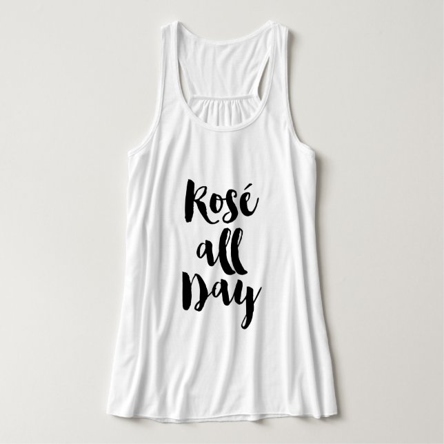 Trendig Brush Typography "Rosé hela Day" Linne Med Racerback (Design framsida)